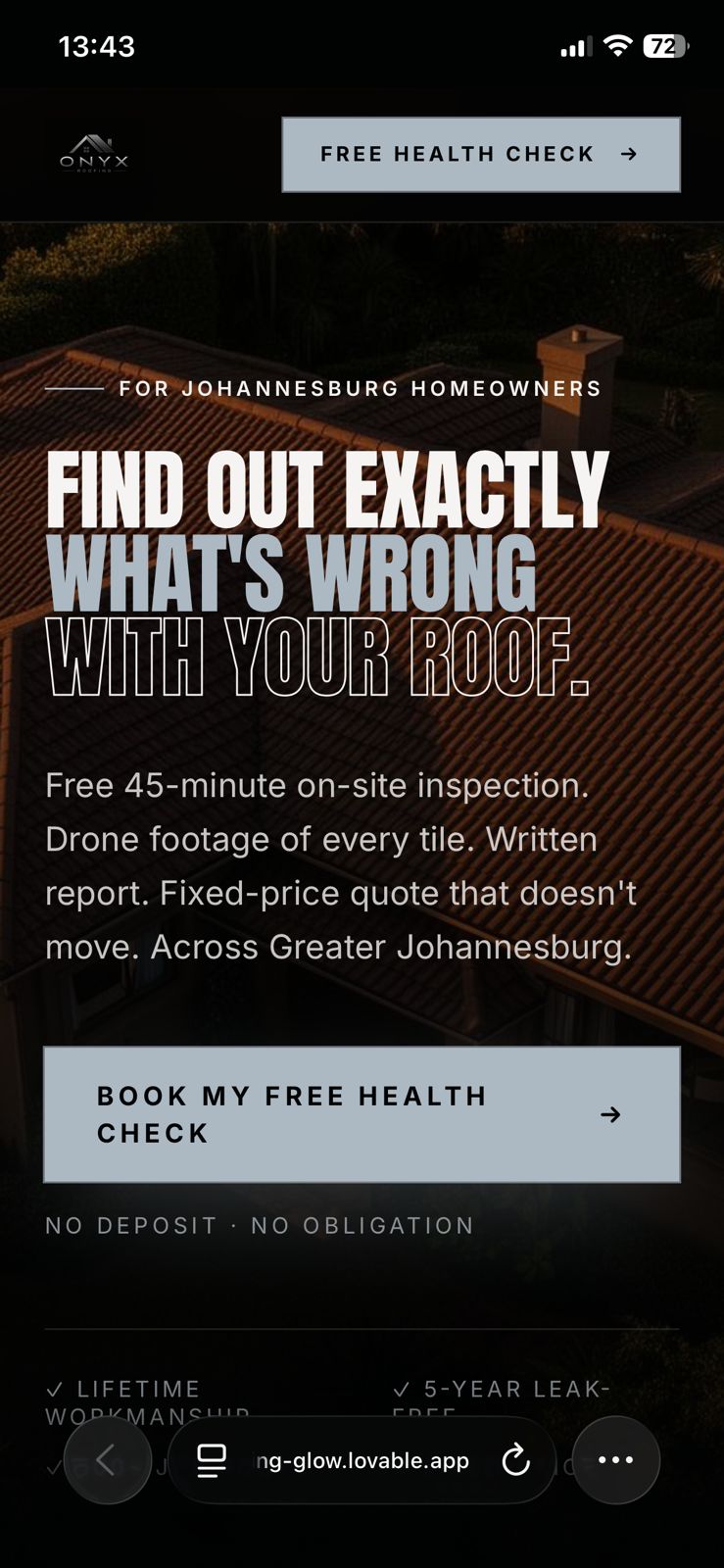 Landing page mobile example